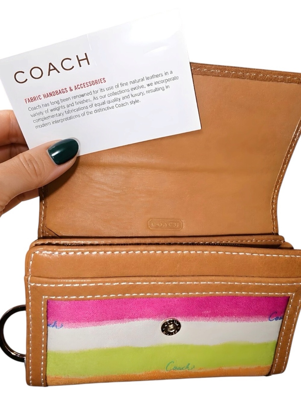 ✨💎NWT💎✨Coach Striped Watercolot Small Wallet with Leather Trim - Picture 3 of 5